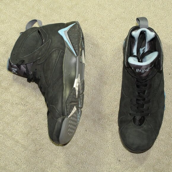 Size 9 - Air Jordan 7 Retro 2023 Chambray Black Blue Nubuck High Top Sneakers - Picture 1 of 6